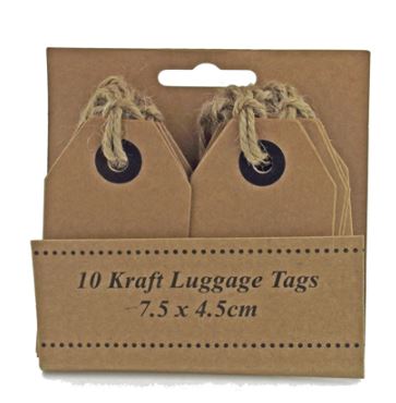 Luggage Tags Brown Kraft 7.5 x 4.5 cm (10) Perfect for gifts - Christmas Gift Wrapping