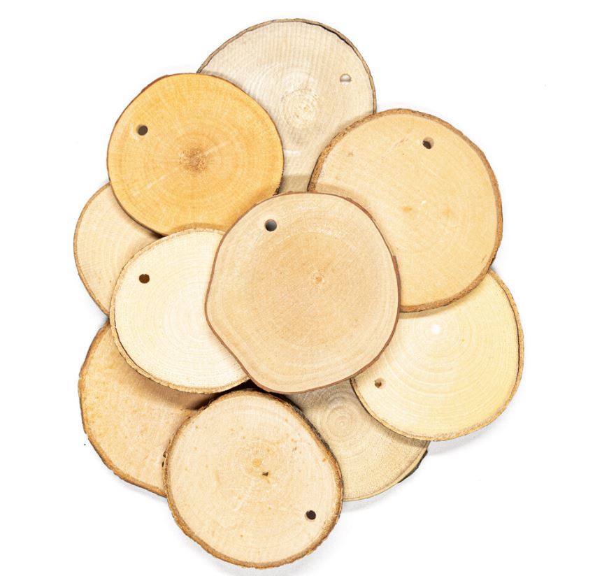 Wooden Discs 40-70 mm with hole Pack 10