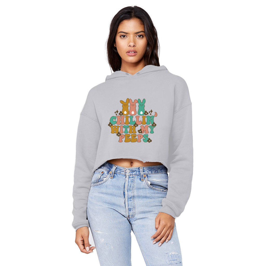 Chillin with my peeps Unisex Cropped Raw Edge Boyfriend Hoodie - DirectlyPersonalised
