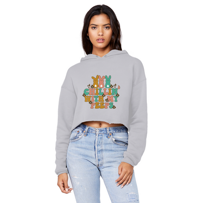Chillin with my peeps Unisex Cropped Raw Edge Boyfriend Hoodie - DirectlyPersonalised