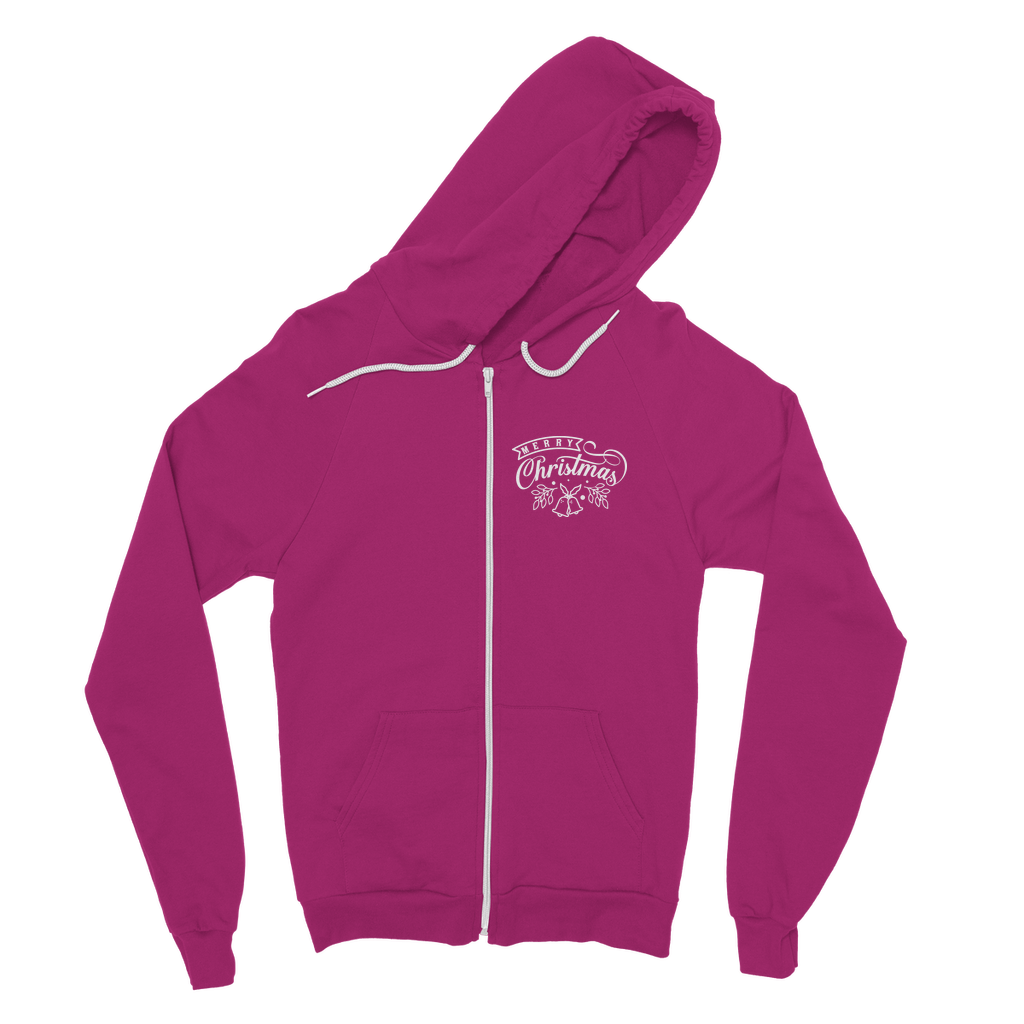 Merry Christmas White Classic Adult Zip Hoodie
