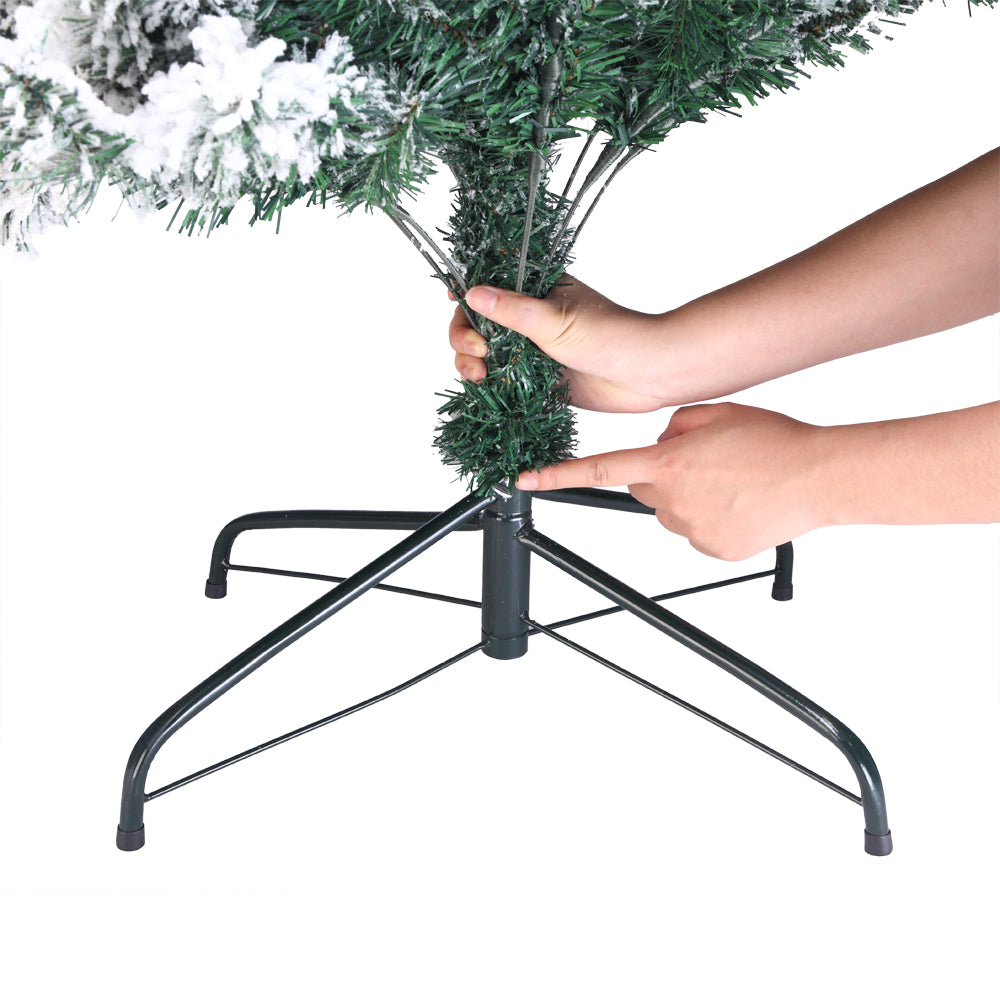 7ft PVC Flocking Christmas Tree 1300 Branches Spread Out Natural Tree - DirectlyPersonalised