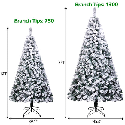 7ft PVC Flocking Christmas Tree 1300 Branches Spread Out Natural Tree - DirectlyPersonalised