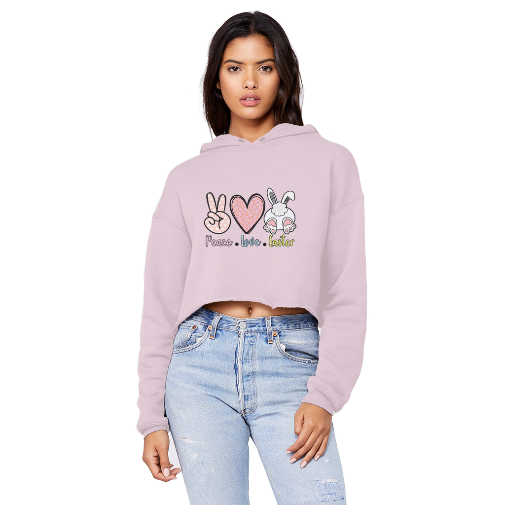 PEACE LOVE EASTER Unisex Cropped Raw Edge Boyfriend Hoodie - DirectlyPersonalised