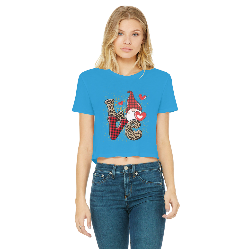 Ladies Valentine Design Classic Women's Cropped Raw Edge T-Shirt - DirectlyPersonalised