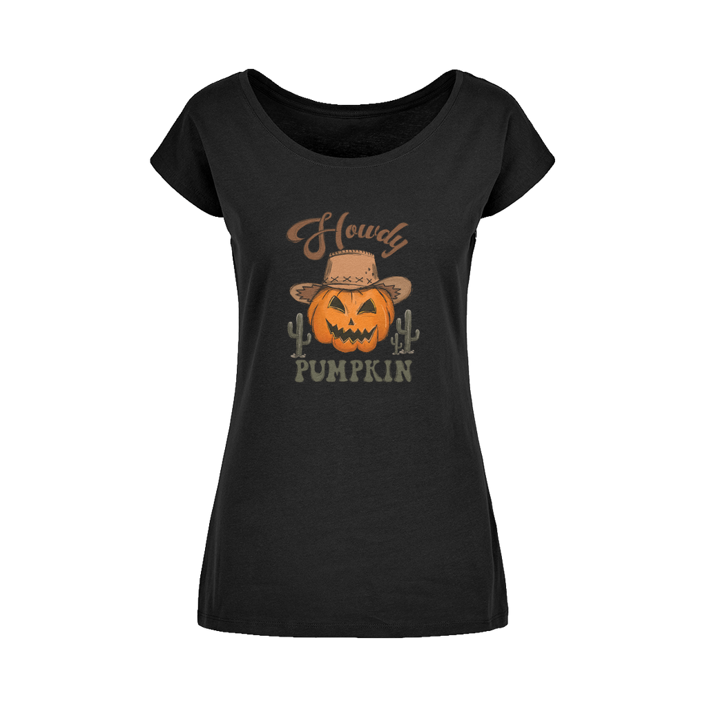 HOWDY PUMPKIN Wide Neck Womens T-Shirt XS-5XL - DirectlyPersonalised