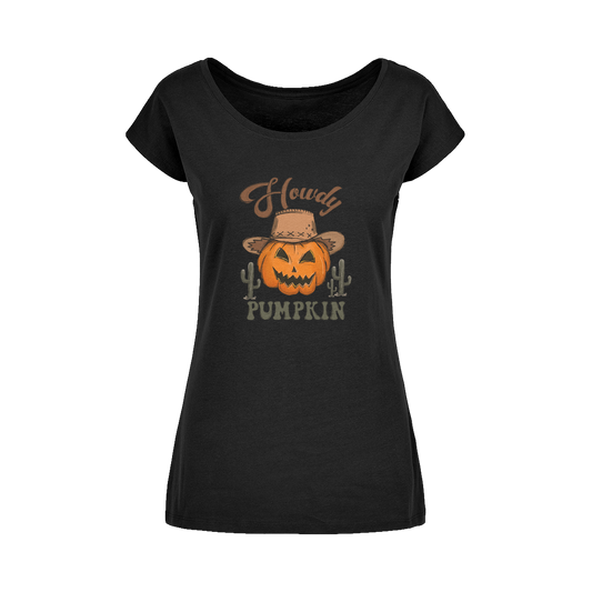 HOWDY PUMPKIN Wide Neck Womens T-Shirt XS-5XL - DirectlyPersonalised