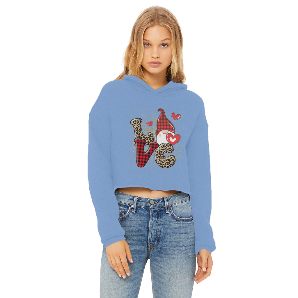Ladies Valentine Design Ladies Cropped Raw Edge Hoodie - DirectlyPersonalised