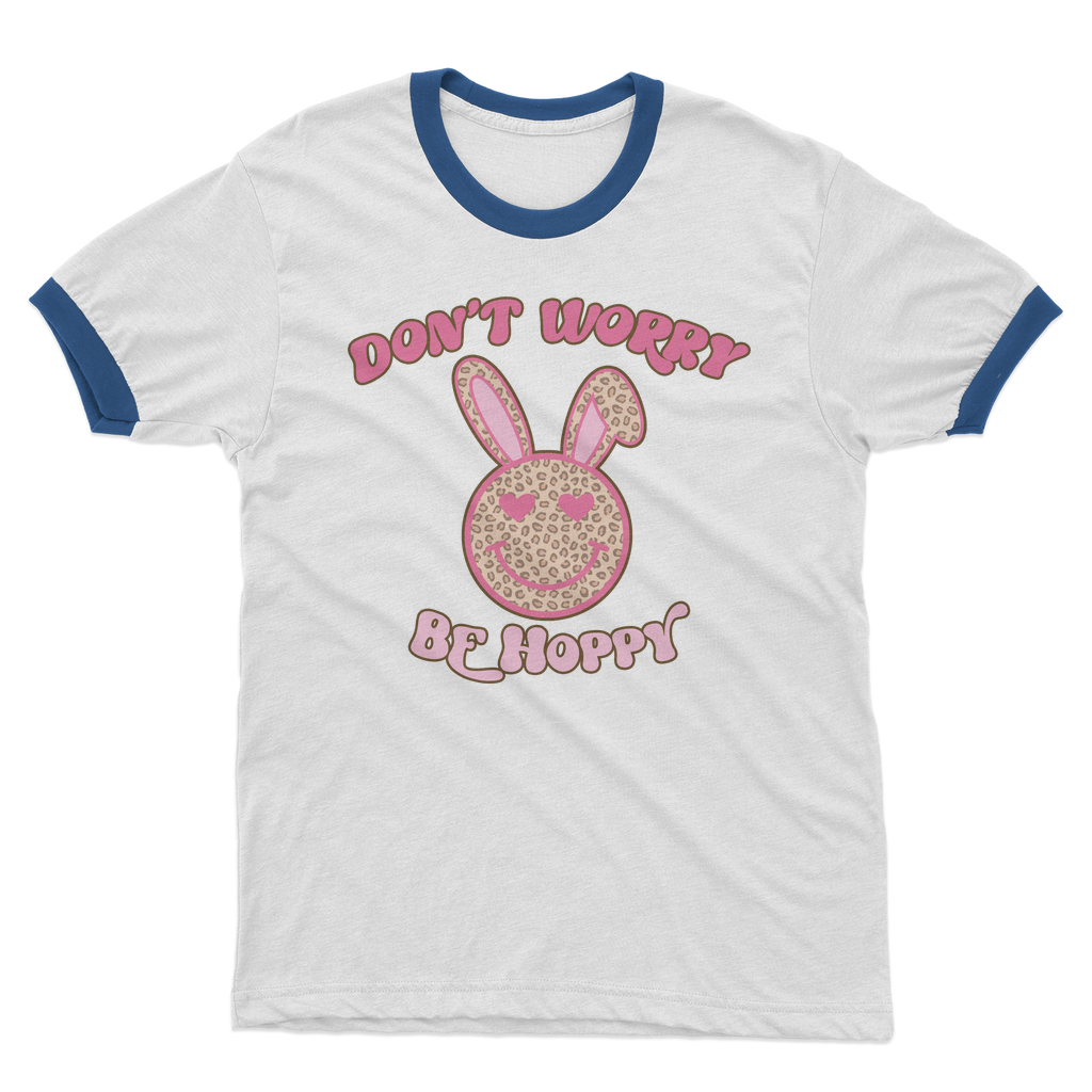 Don't worry be 'happy' Adult Ringer T-Shirt - DirectlyPersonalised