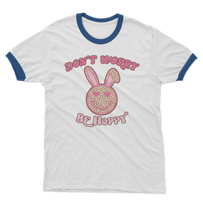 Don't worry be 'happy' Adult Ringer T-Shirt - DirectlyPersonalised