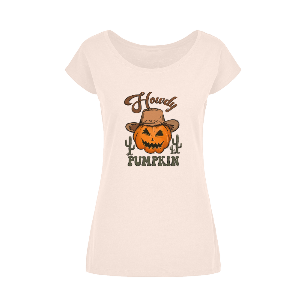 HOWDY PUMPKIN Wide Neck Womens T-Shirt XS-5XL - DirectlyPersonalised