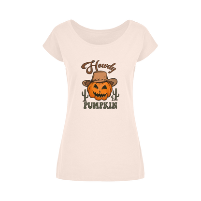 HOWDY PUMPKIN Wide Neck Womens T-Shirt XS-5XL - DirectlyPersonalised