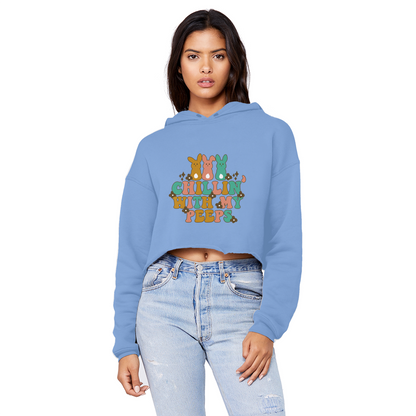 Chillin with my peeps Unisex Cropped Raw Edge Boyfriend Hoodie - DirectlyPersonalised