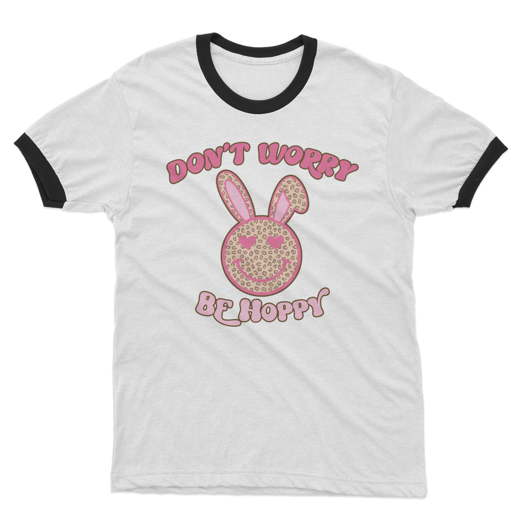 Don't worry be 'happy' Adult Ringer T-Shirt - DirectlyPersonalised