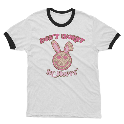 Don't worry be 'happy' Adult Ringer T-Shirt - DirectlyPersonalised