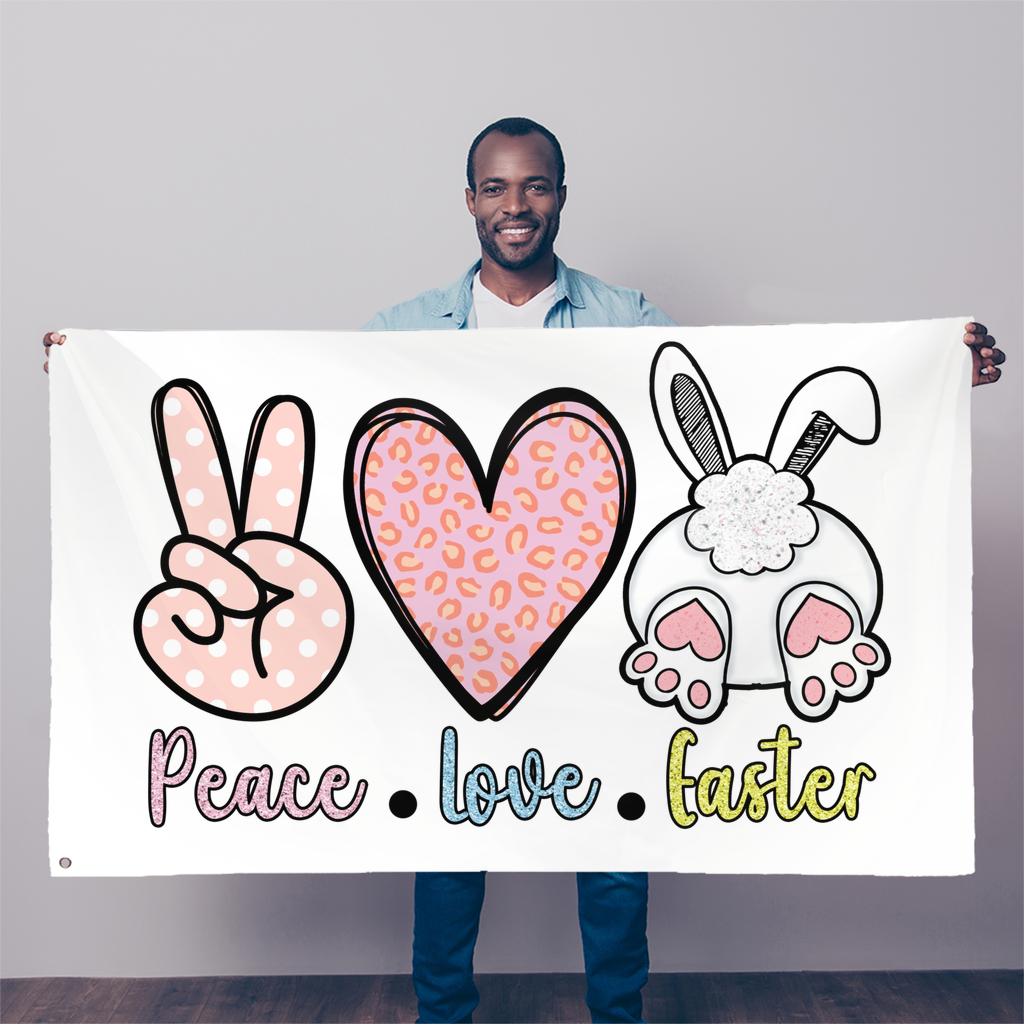 PEACE LOVE EASTER Sublimation Flag - DirectlyPersonalised