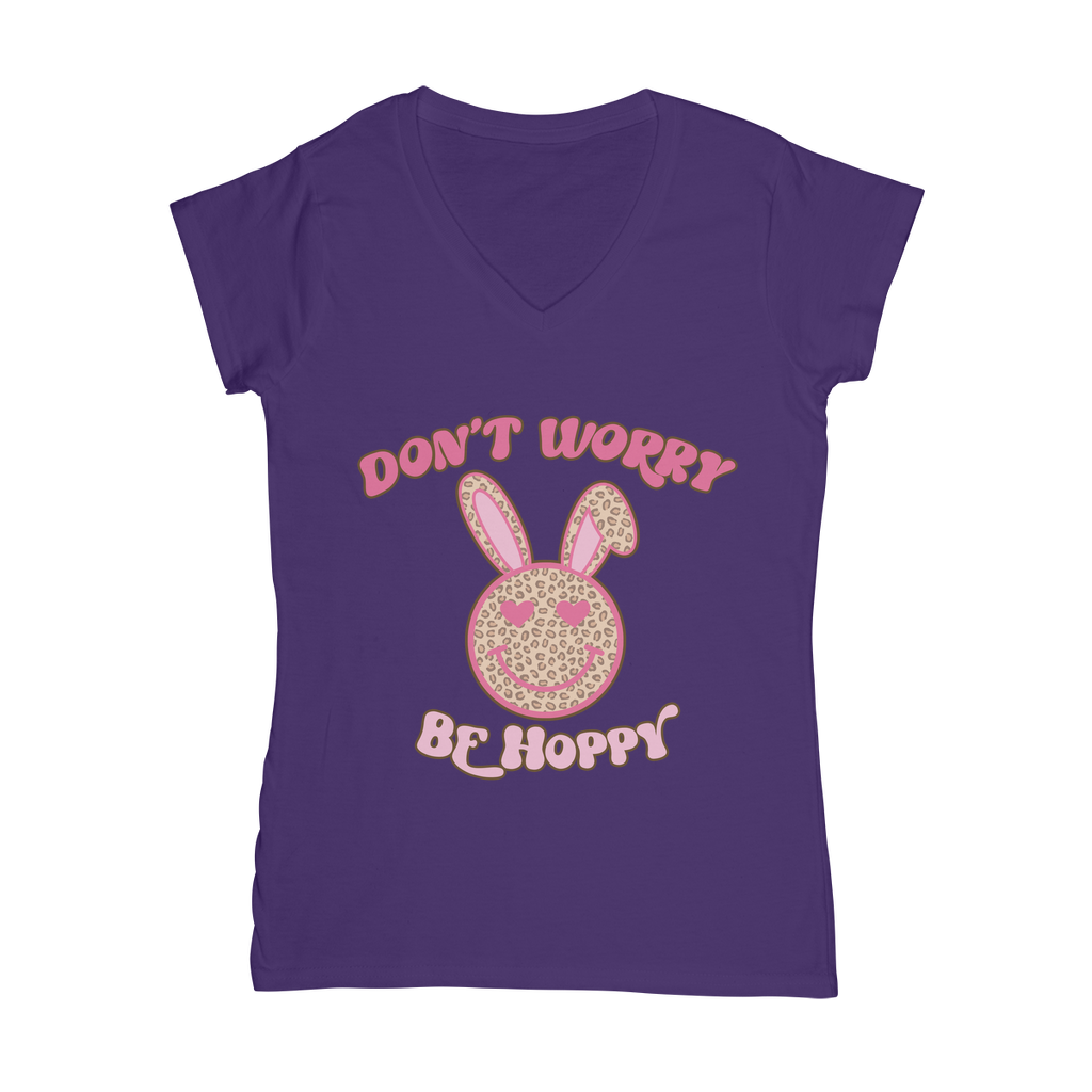 Don't worry be 'happy' Classic Women's V-Neck T-Shirt - DirectlyPersonalised
