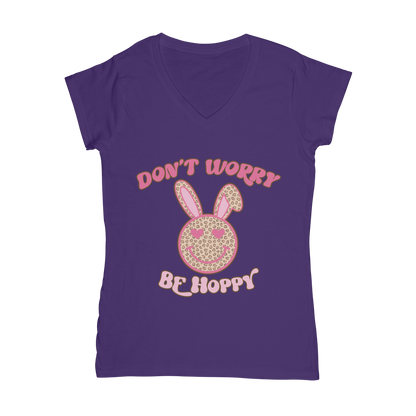 Don't worry be 'happy' Classic Women's V-Neck T-Shirt - DirectlyPersonalised