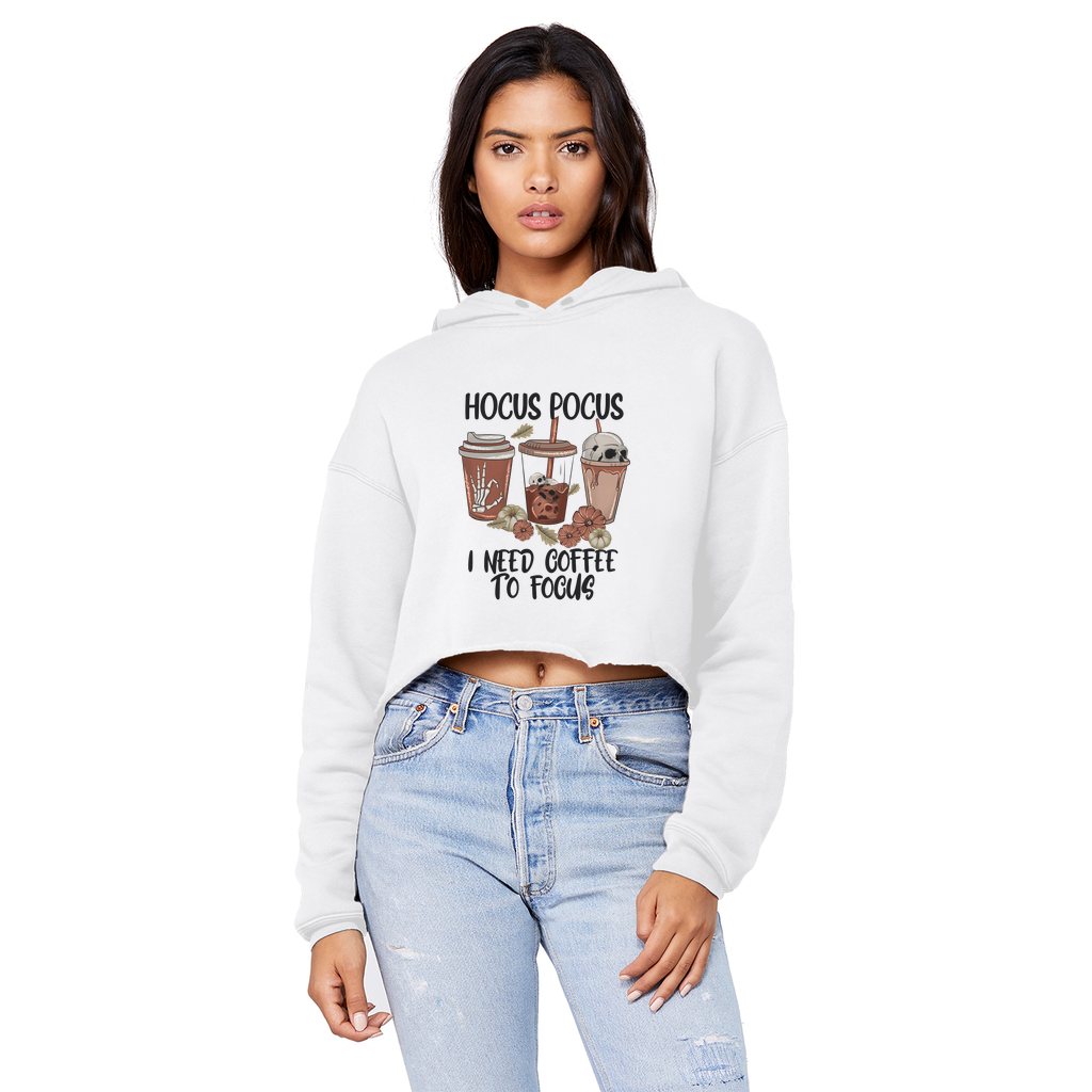 HOCUS POCUS -COFFEE DESIGN Unisex Cropped Raw Edge Boyfriend Hoodie - DirectlyPersonalised