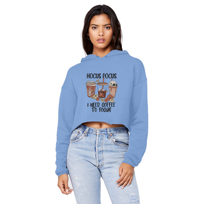 HOCUS POCUS -COFFEE DESIGN Unisex Cropped Raw Edge Boyfriend Hoodie