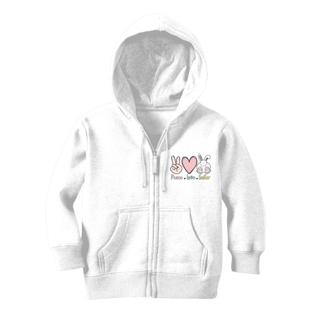 PEACE LOVE EASTER Classic Kids Zip Hoodie - DirectlyPersonalised
