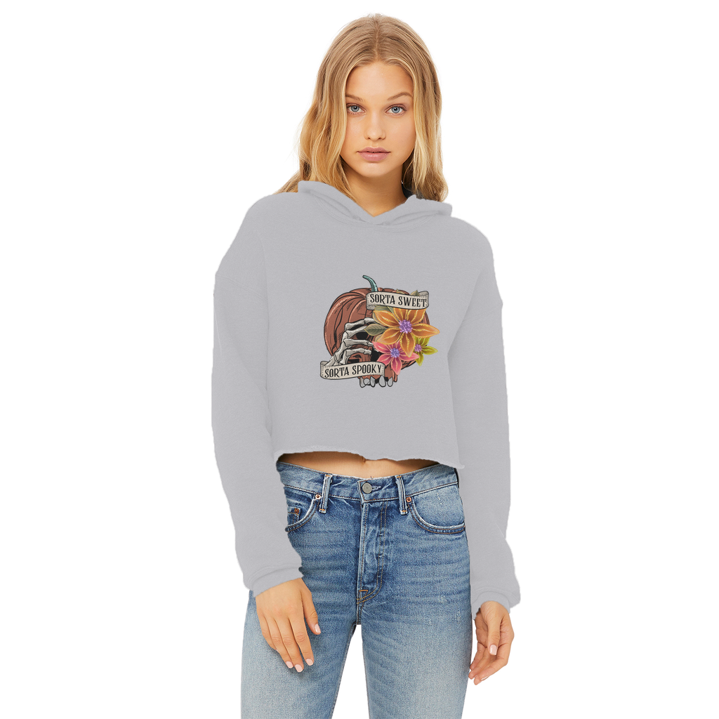 SORTA SWEET - SORTA SPOOKY Ladies Cropped Raw Edge Hoodie - DirectlyPersonalised