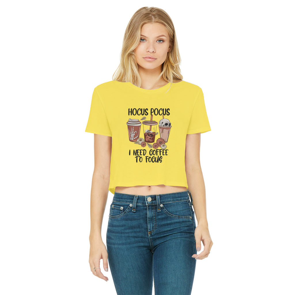 HOCUS POCUS -COFFEE DESIGN Classic Women's Cropped Raw Edge T-Shirt - DirectlyPersonalised