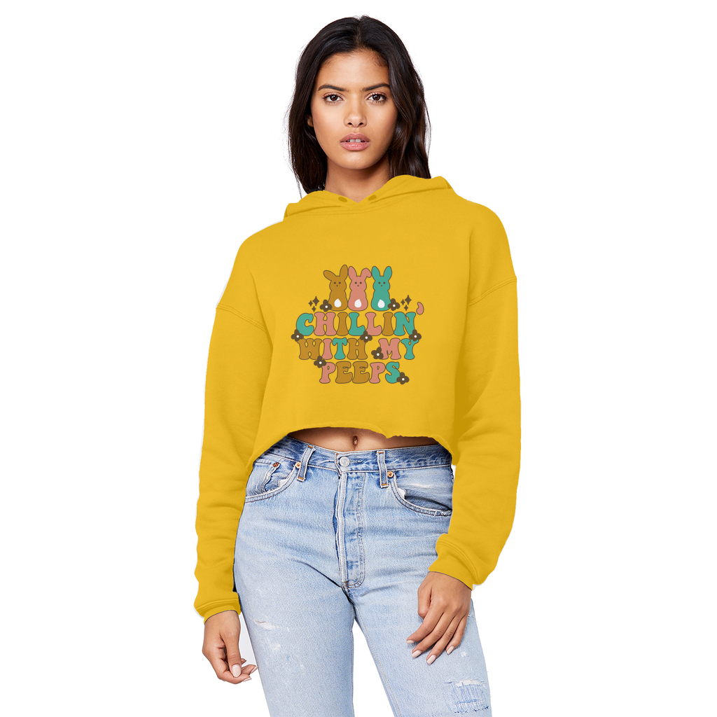 Chillin with my peeps Unisex Cropped Raw Edge Boyfriend Hoodie - DirectlyPersonalised
