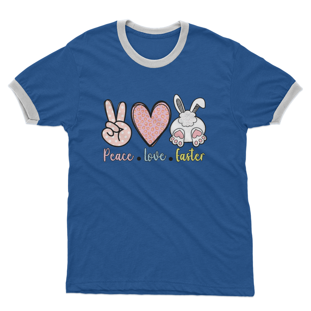 PEACE LOVE EASTER Adult Ringer T-Shirt - DirectlyPersonalised