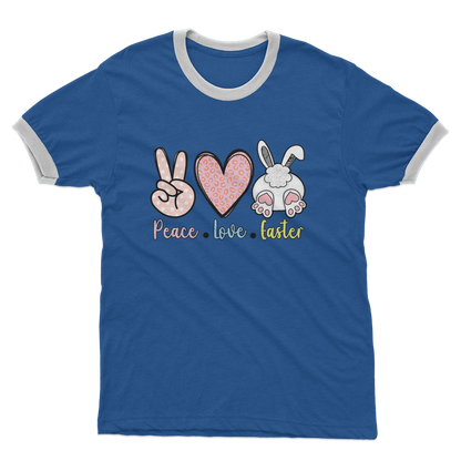 PEACE LOVE EASTER Adult Ringer T-Shirt - DirectlyPersonalised