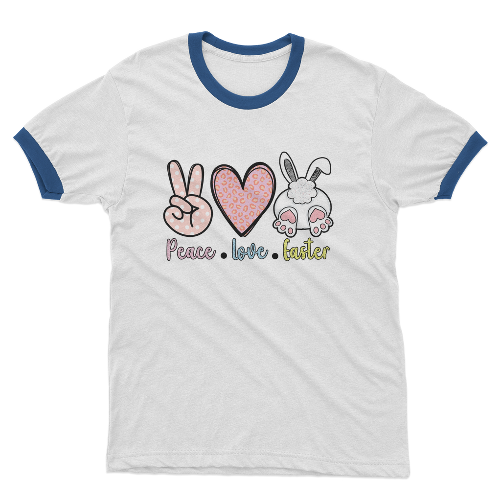 PEACE LOVE EASTER Adult Ringer T-Shirt - DirectlyPersonalised