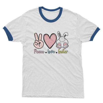 PEACE LOVE EASTER Adult Ringer T-Shirt - DirectlyPersonalised