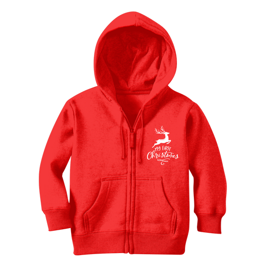 My First Christmas White Classic Kids Zip Hoodie - DirectlyPersonalised