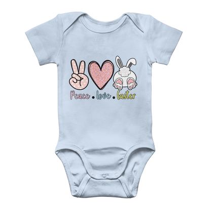 PEACE LOVE EASTER Classic Baby Onesie Bodysuit - DirectlyPersonalised