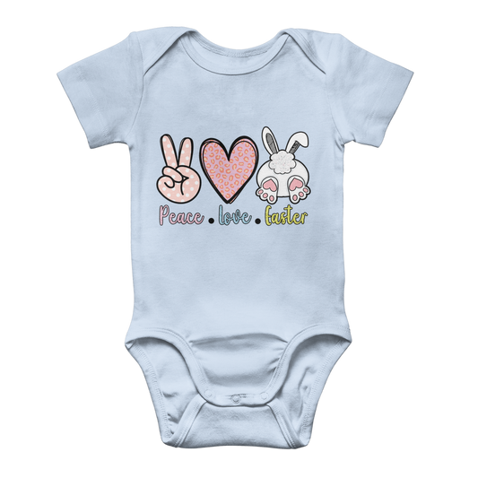 PEACE LOVE EASTER Classic Baby Onesie Bodysuit - DirectlyPersonalised