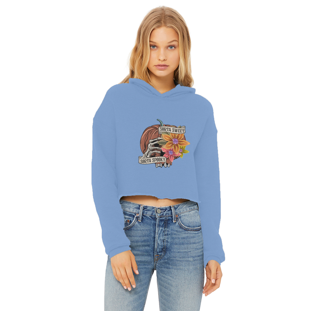 SORTA SWEET - SORTA SPOOKY Ladies Cropped Raw Edge Hoodie - DirectlyPersonalised