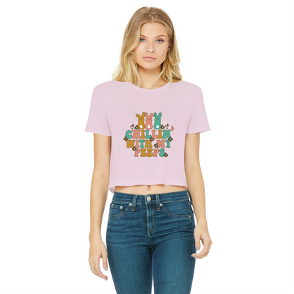 Chillin with my peeps Classic Women's Cropped Raw Edge T-Shirt - DirectlyPersonalised
