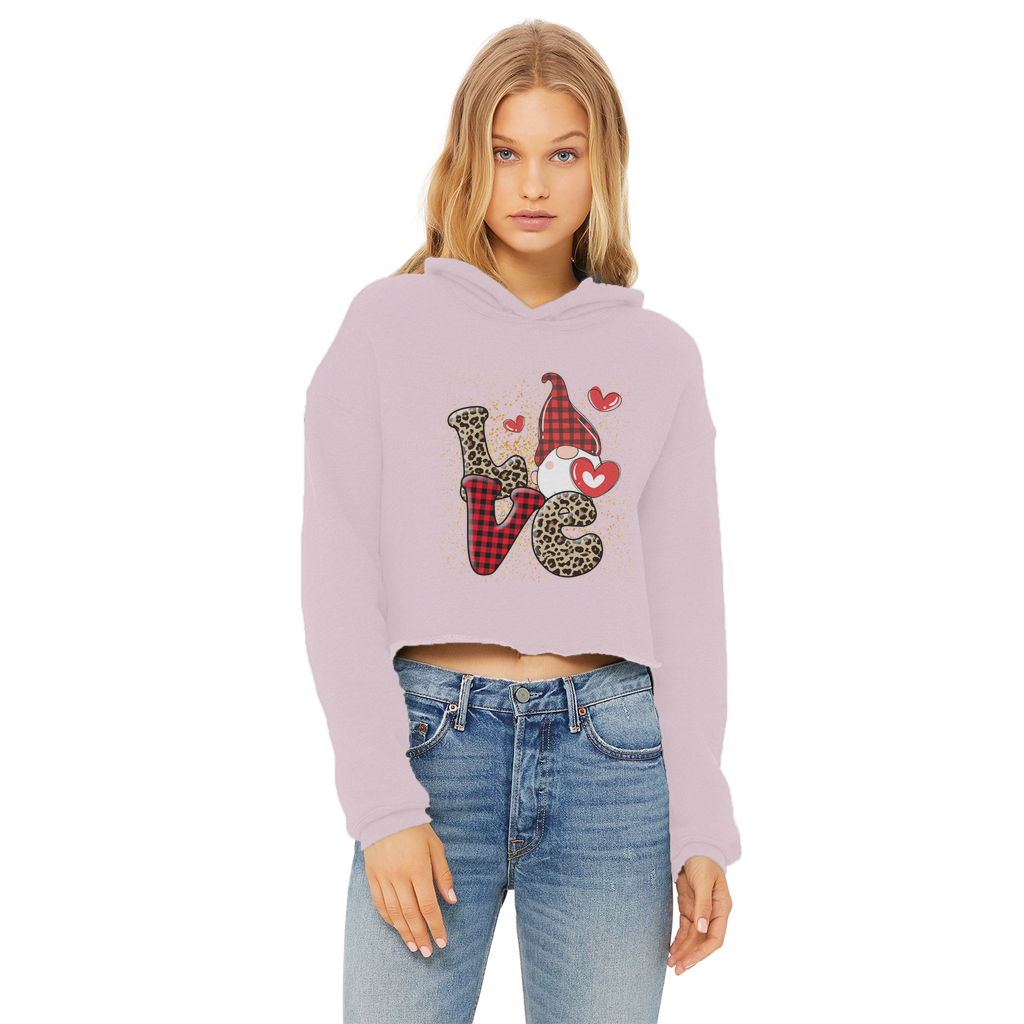 Ladies Valentine Design Ladies Cropped Raw Edge Hoodie - DirectlyPersonalised