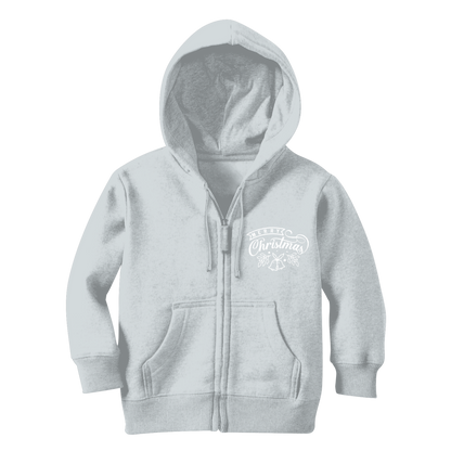 Merry Christmas White Classic Kids Zip Hoodie