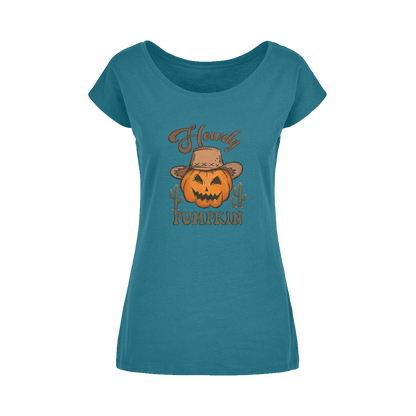 HOWDY PUMPKIN Wide Neck Womens T-Shirt XS-5XL - DirectlyPersonalised