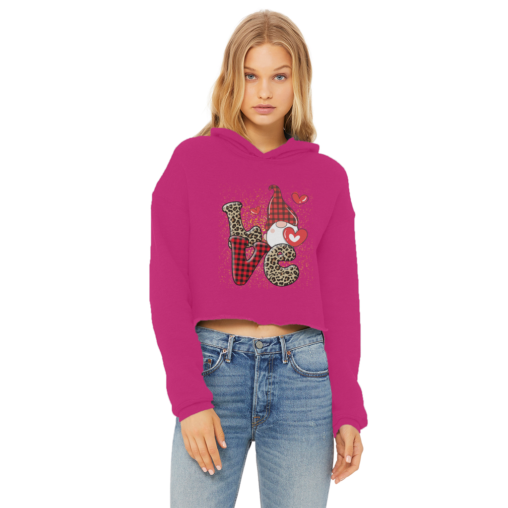Ladies Valentine Design Ladies Cropped Raw Edge Hoodie - DirectlyPersonalised