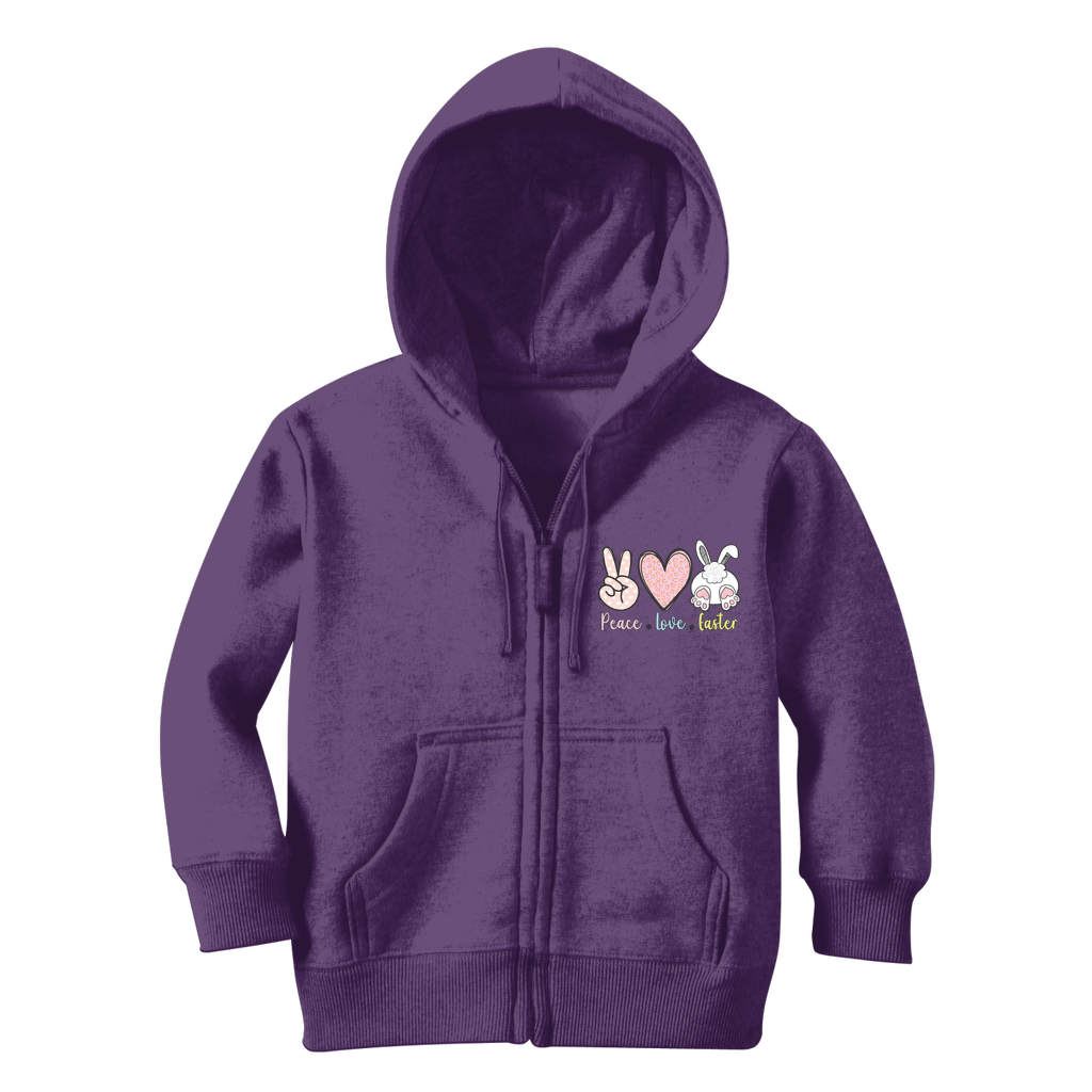 PEACE LOVE EASTER Classic Kids Zip Hoodie - DirectlyPersonalised