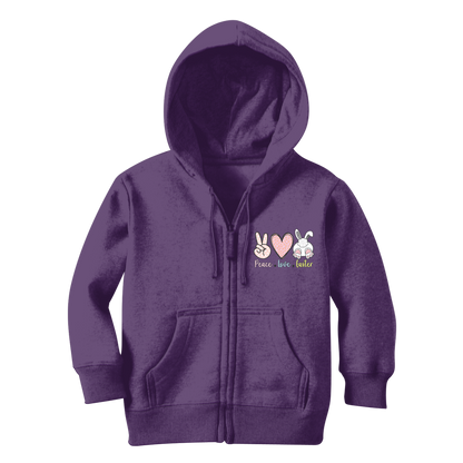 PEACE LOVE EASTER Classic Kids Zip Hoodie - DirectlyPersonalised