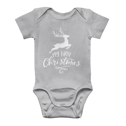 My First Christmas White Classic Baby Onesie Bodysuit - DirectlyPersonalised