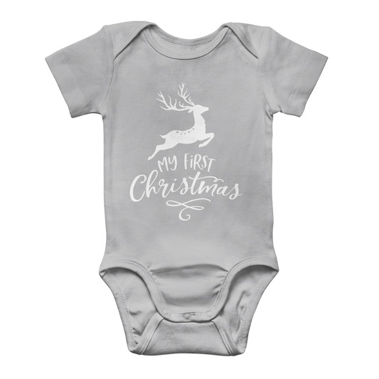 My First Christmas White Classic Baby Onesie Bodysuit - DirectlyPersonalised