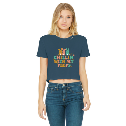 Chillin with my peeps Classic Women's Cropped Raw Edge T-Shirt - DirectlyPersonalised