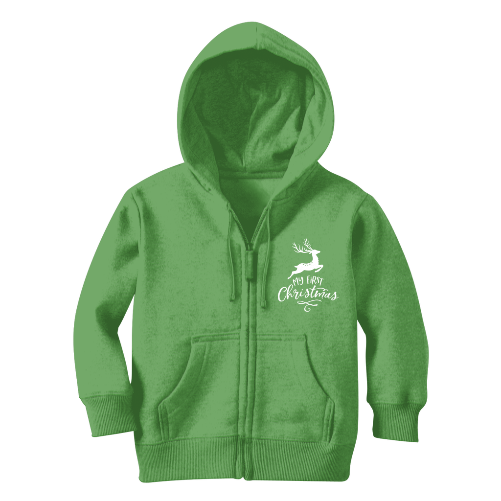 My First Christmas White Classic Kids Zip Hoodie - DirectlyPersonalised