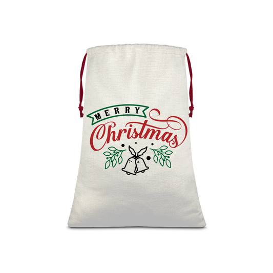Merry Christmas Sublimation Linen Drawstring Sack