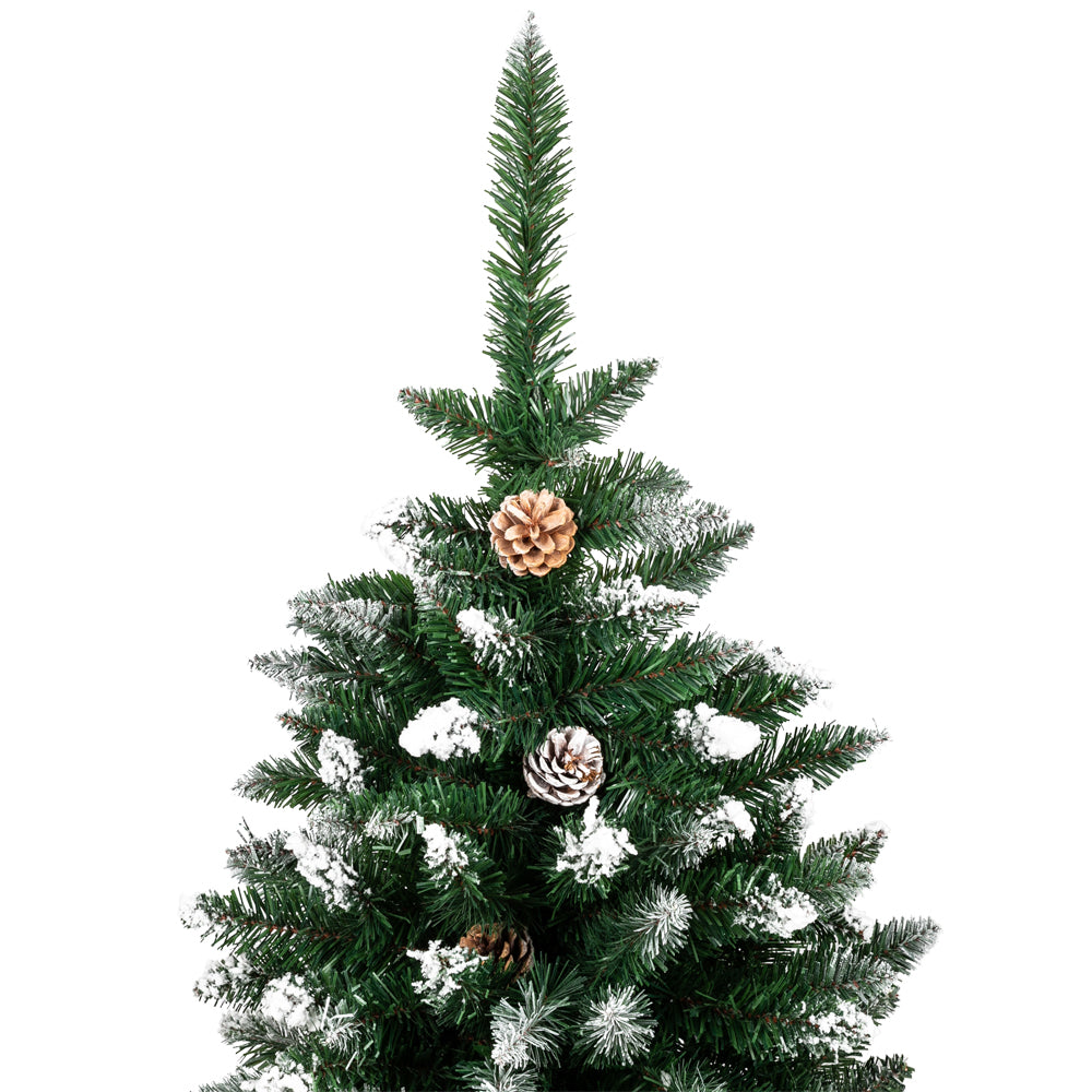 Christmas Tree 7FT 1350 Branch Flocking Spray White Tree Plus Pine Cone - DirectlyPersonalised