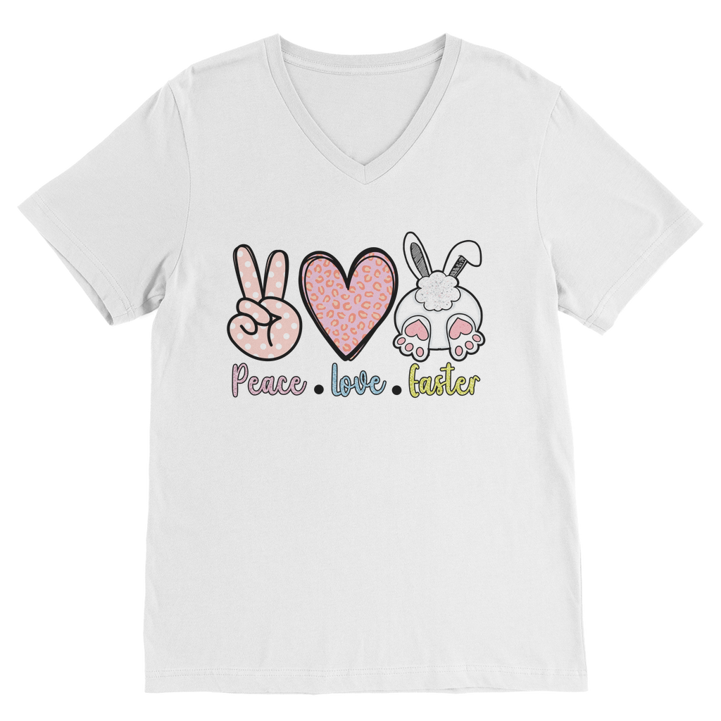 PEACE LOVE EASTER Classic V-Neck T-Shirt - DirectlyPersonalised